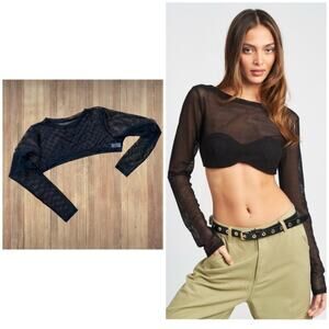 MAS Intimates super cropped mesh long sleeve top